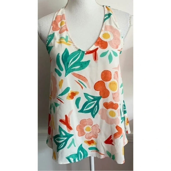Everly • Green Orange Floral Tank Top - Picture 1 of 4